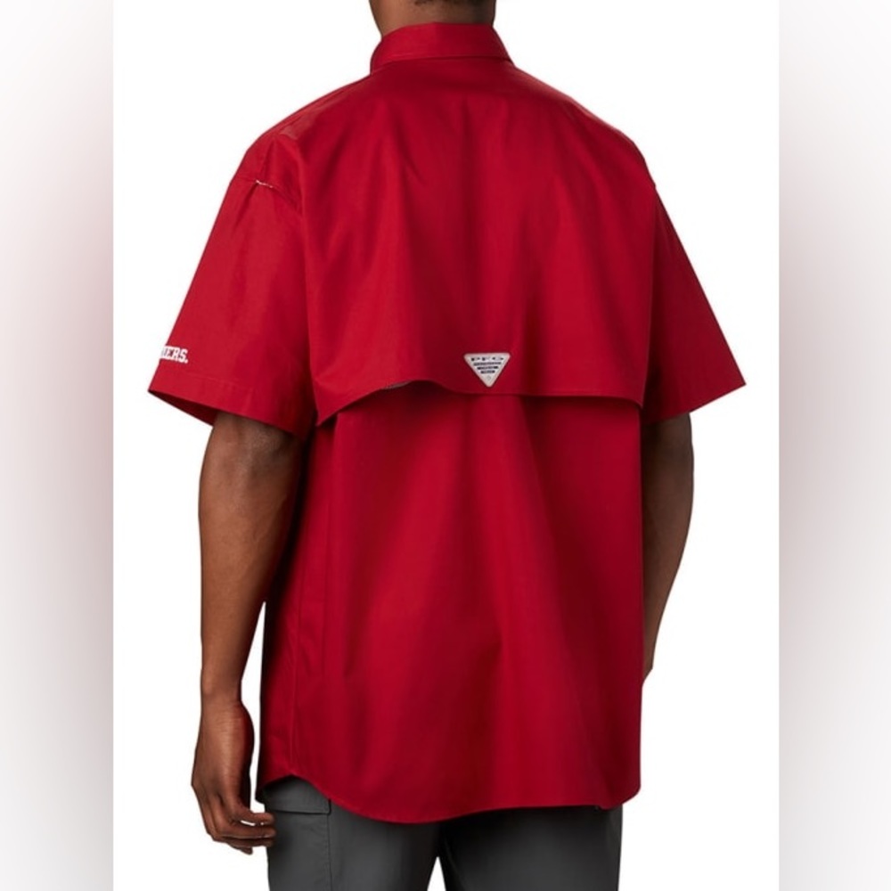 OKLAHOMA SOONERS COLUMBIA MEN’S CRIMSON BONEHEAD SHORT SLEEVE DRESS SHIRT XL - Picture 11 of 12